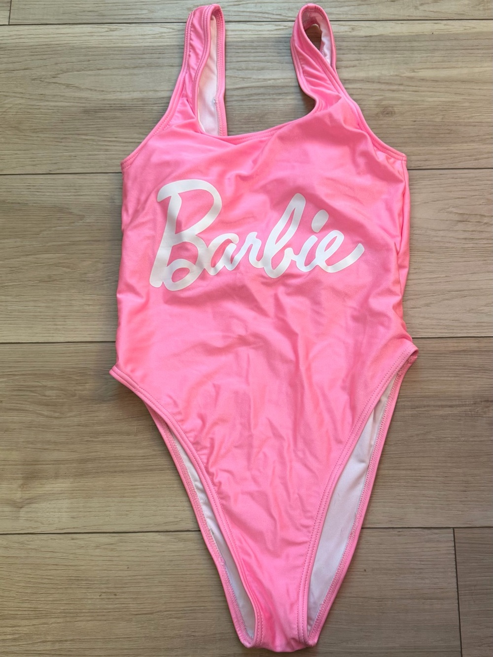 Barbie Pink One Piece Swimsuit Small | Hot Pink Logo Bathing Suit